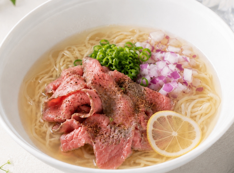 パストラミビーフと香味野菜スープの冷たいらーめん
