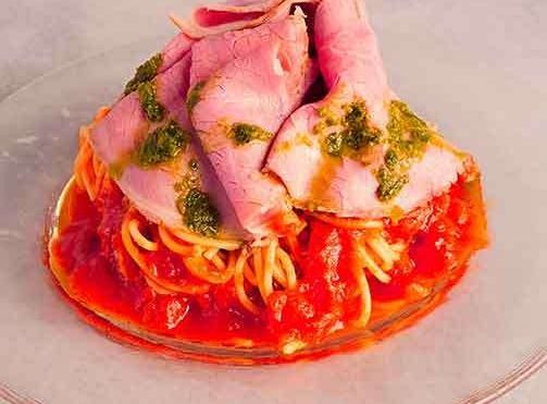 冷製パスタ★ローストビーフトマトソース