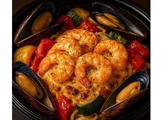 海老とムール貝の冬のチーズグリル