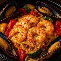 海老とムール貝の冬のチーズグリル