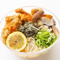 冷やし貝出汁の唐揚げお蕎麦